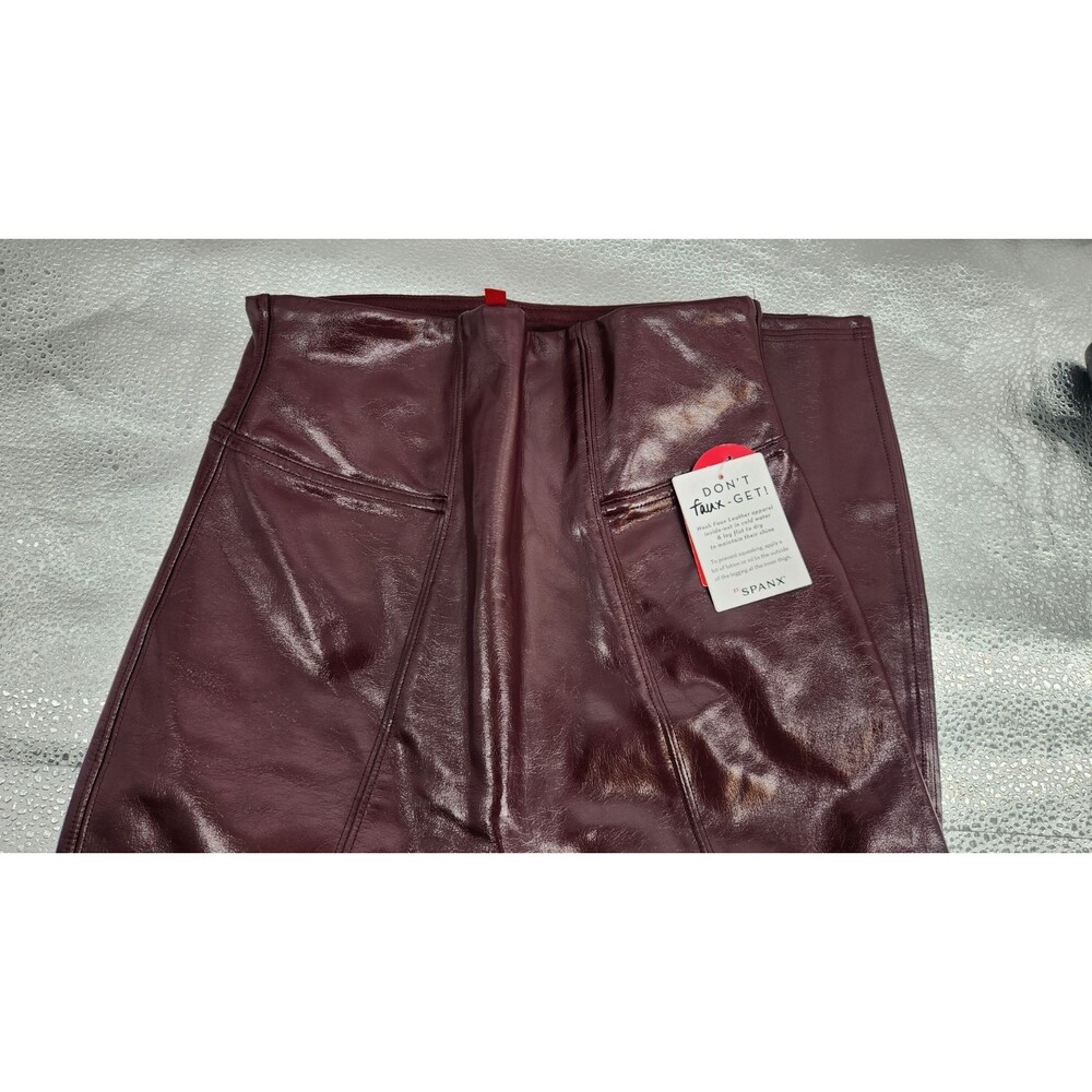 Spanx XS Ruby Red Faux Patent‎ Leather Leggings NWT - Picture 8 of 11